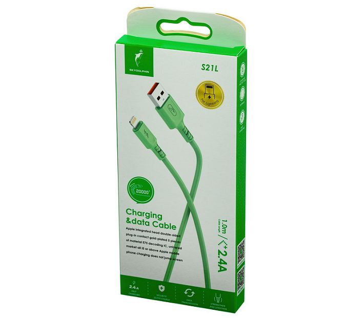 Кабель USB SKYDOLPHIN S21L lightning 2.4A 1m (салатовый)