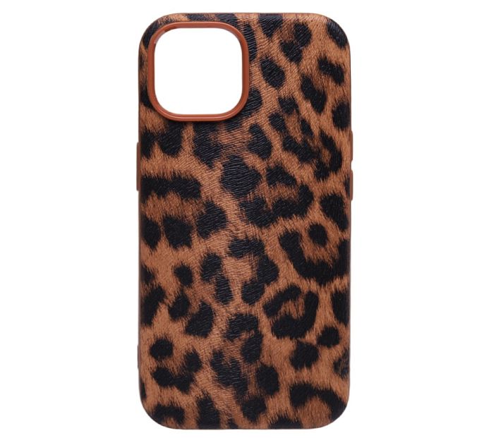 Чехол-накладка "Леопард" для iPhone 15 (коричневый)