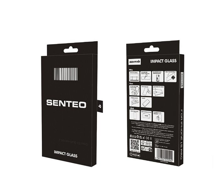 Защитное стекло "SENTEO" для iPhone 15 Pro (черный)
