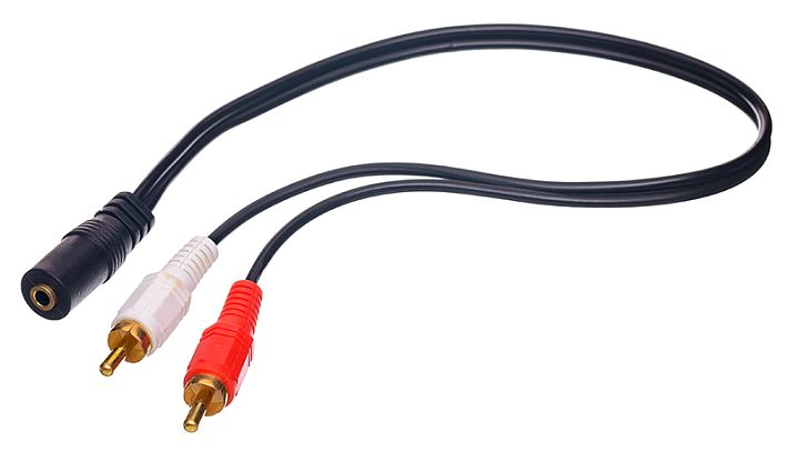 Кабель-переходник BASS 3.5 Jack (мама) - 2xRCA 40 см