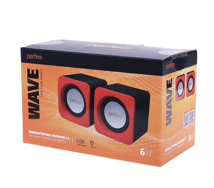 Компьютерные колонки Perfeo WAVE 2.0 6W (красный)