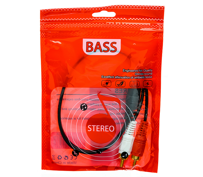 Кабель-переходник BASS 3.5 Jack (мама) - 2xRCA 40 см