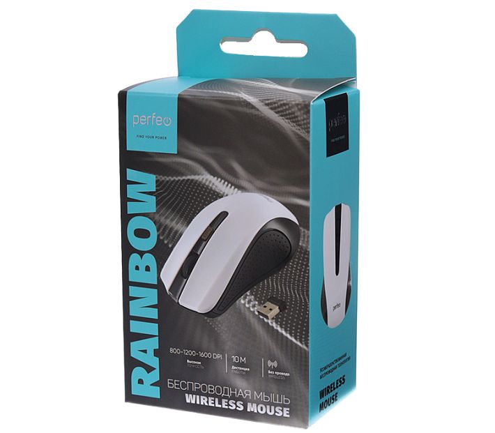 Мышь беспроводная Perfeo RAINBOW (PF-3435) (черный-белый)
