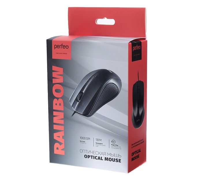 Мышь проводная Perfeo RAINBOW (PF-3439) (черный)