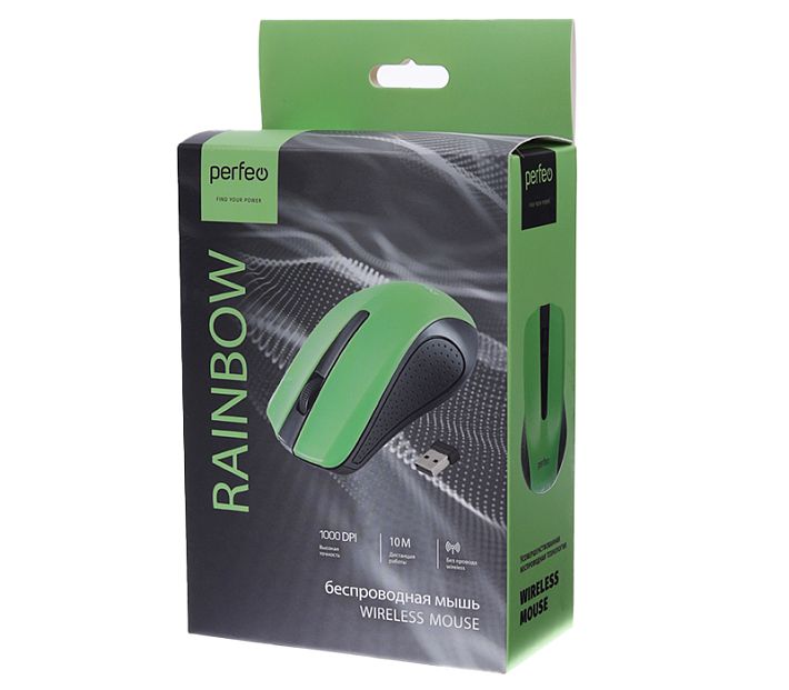 Мышь беспроводная Perfeo RAINBOW (PF-3437) (черный-зеленый)